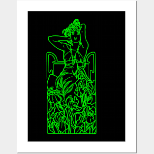 Alphonse Mucha Amethyste Green Neon Posters and Art